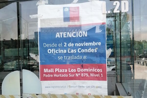 nueva direccion Registro Civil Las Condes Mall Dominicos